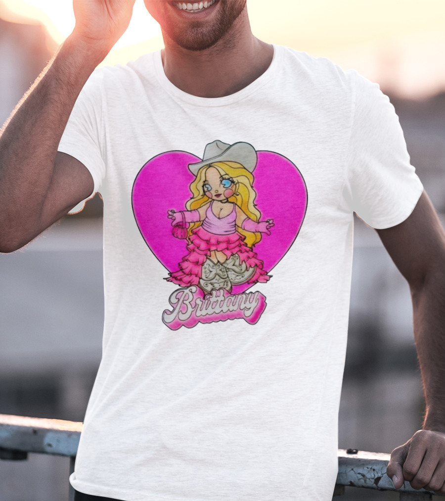 Brittany Heart Cowgirl Doll Boots Pink Ruffles Cartoon T-Shirt