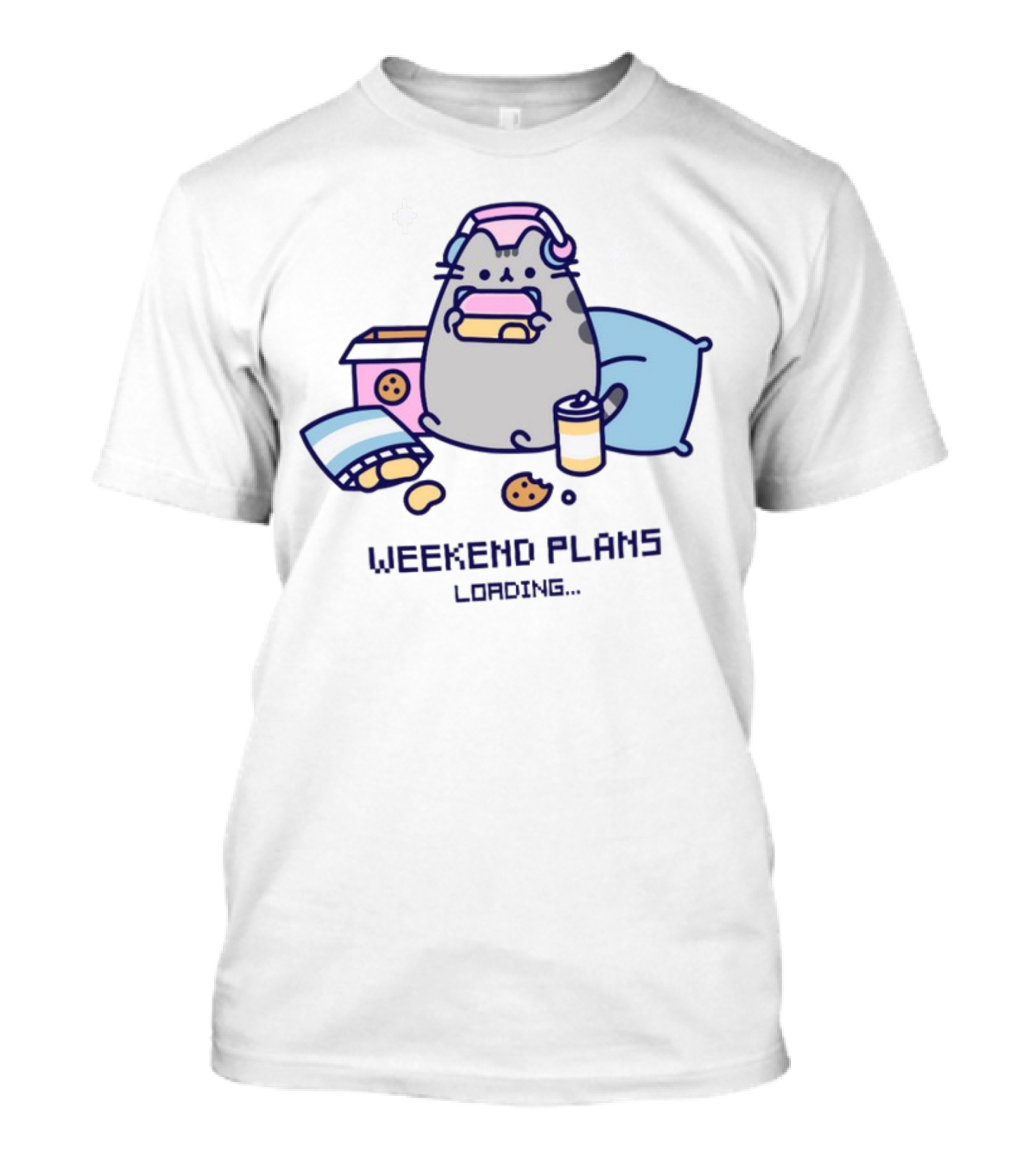 Weekend Plans Loading Pusheen Gaming Snacks Pillow T-Shirt
