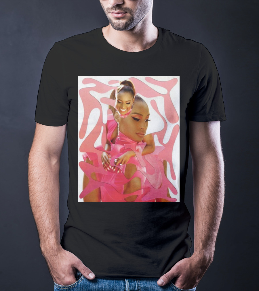 Ian Woods Issa Rae At The Barbie Fragmented Pink T-Shirt