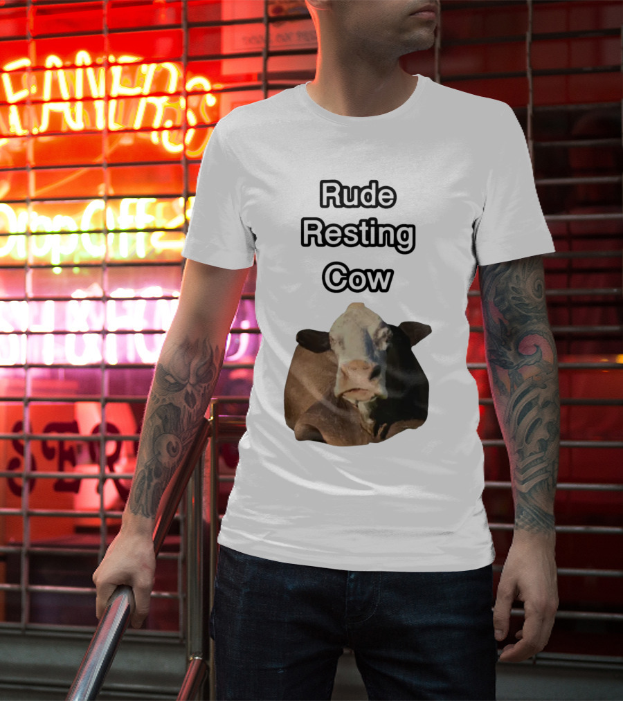Rude Resting Cow Expression T-Shirt