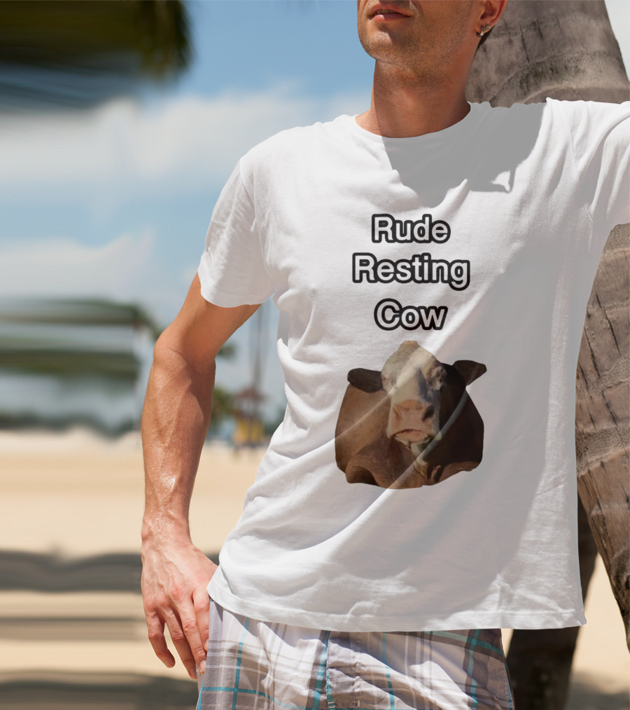 Rude Resting Cow Expression T-Shirt