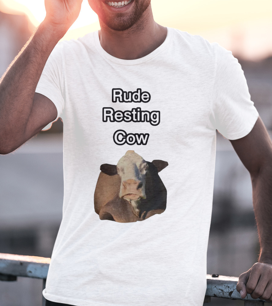 Rude Resting Cow Expression T-Shirt