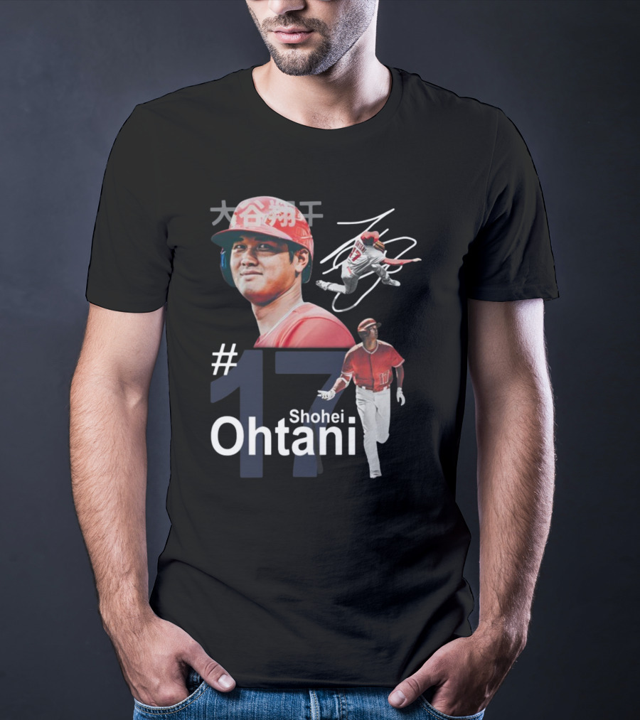 Shohei Ohtani Dynamic #17 Action Poses And Japanese Text T-Shirt