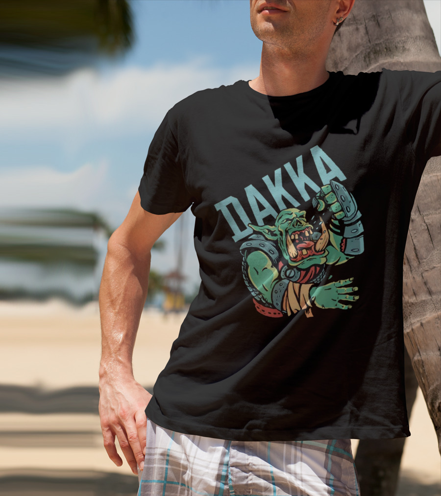 Dakka Ork Battle Cry Power Fist Armor T-Shirt