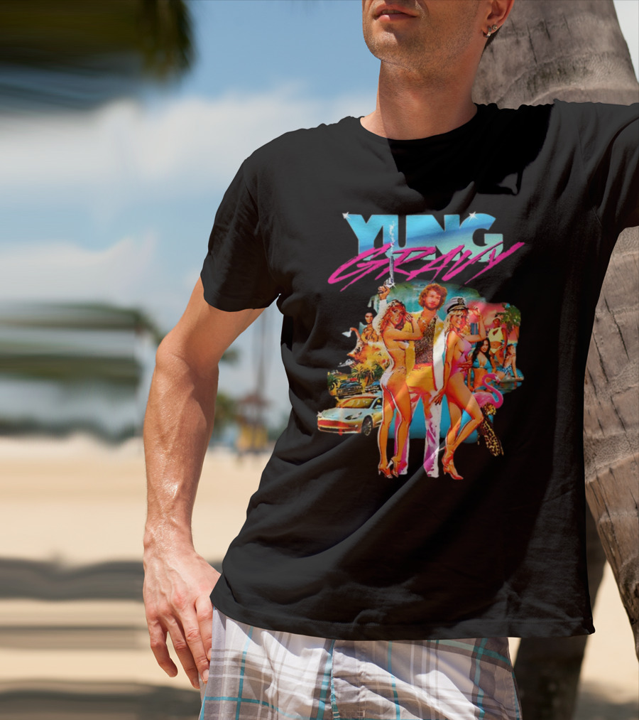 Yung Gravy Retro Miami Vice Aesthetic Vibrant Party Scene T-Shirt