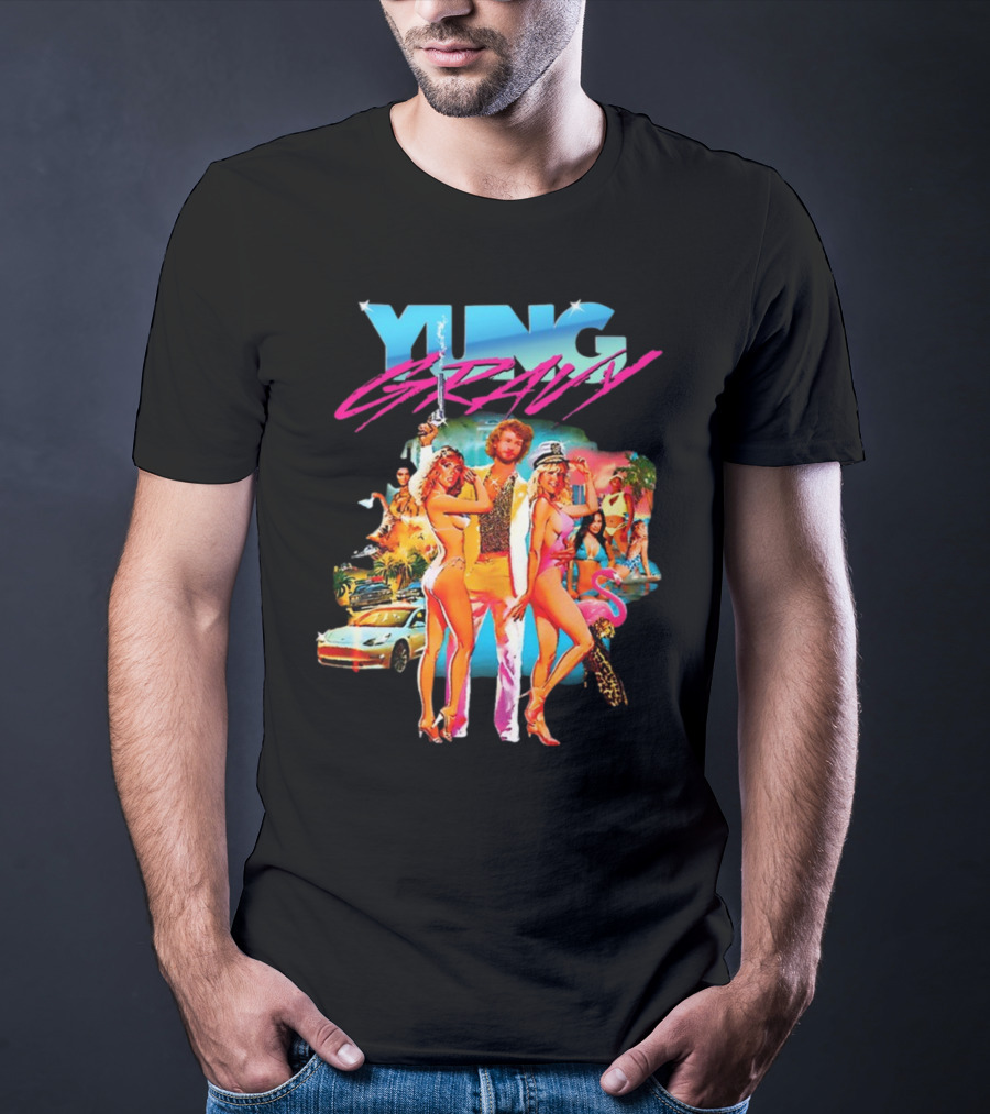 Yung Gravy Retro Miami Vice Aesthetic Vibrant Party Scene T-Shirt