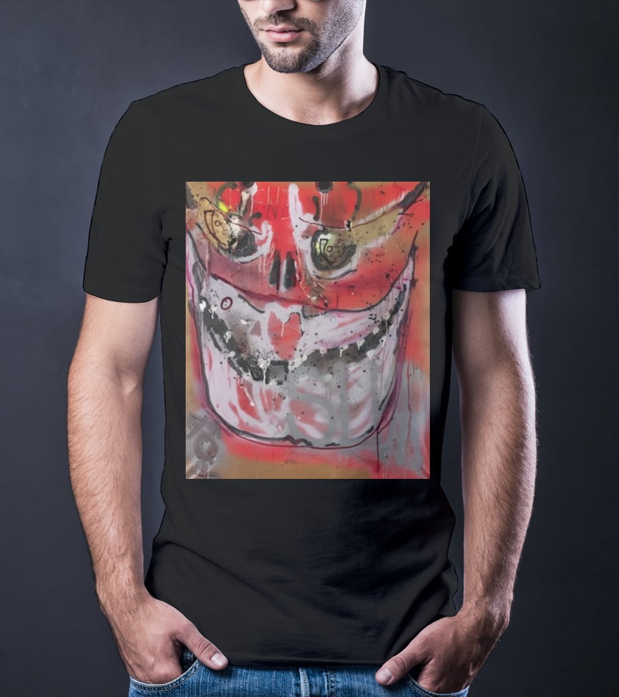 Mutant Ochre Skull Graffiti Drip T-Shirt