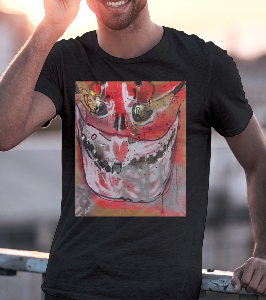 Mutant Ochre Skull Graffiti Drip T-Shirt