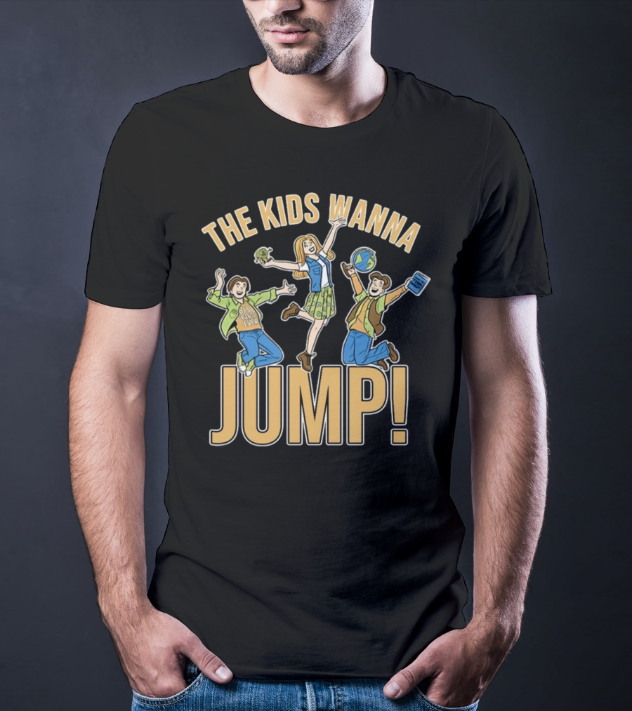 The Kids Wanna Jump Enthusiastically With Books And Globe T-Shirt