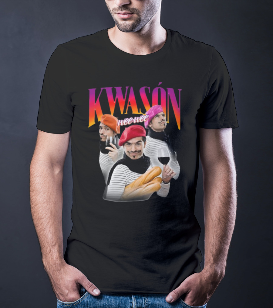 KWASÓN Wee Wee Baguette Trio With Wine And Beret T-Shirt