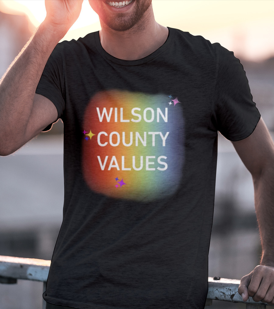WILSON COUNTY VALUES Rainbow Colors With Stars T-Shirt