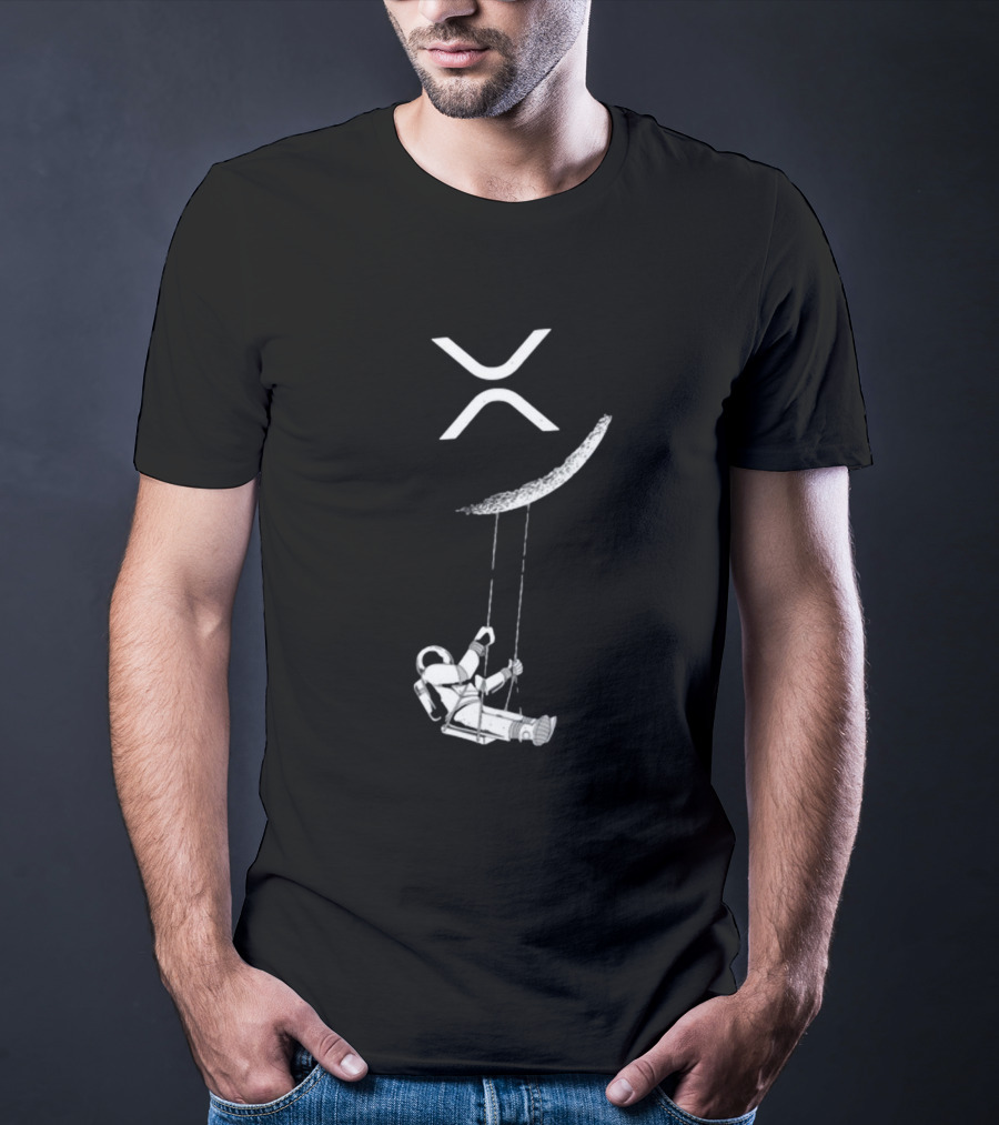 Lyndsey XRP Blockchain Cryptocurrency Community Astronaut Swinging On Moon T-Shirt