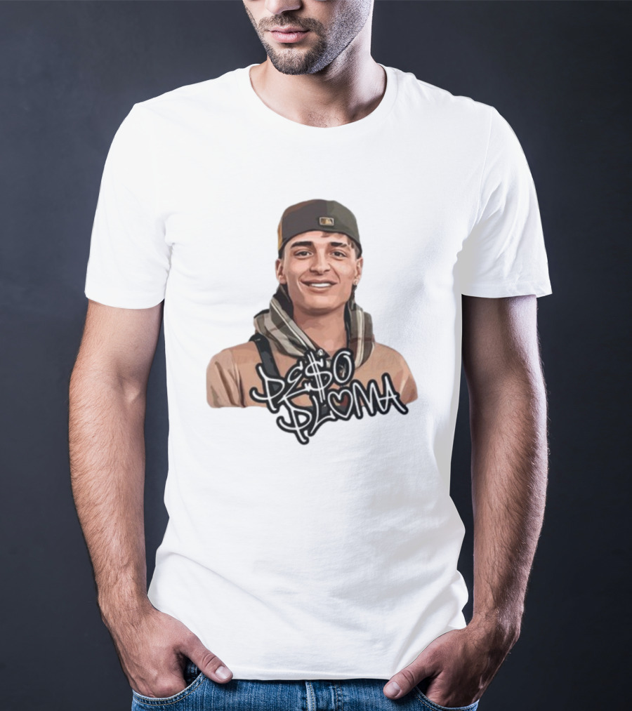 Peso Pluma Character Illustration With Baseball Cap And Scarf T-Shirt