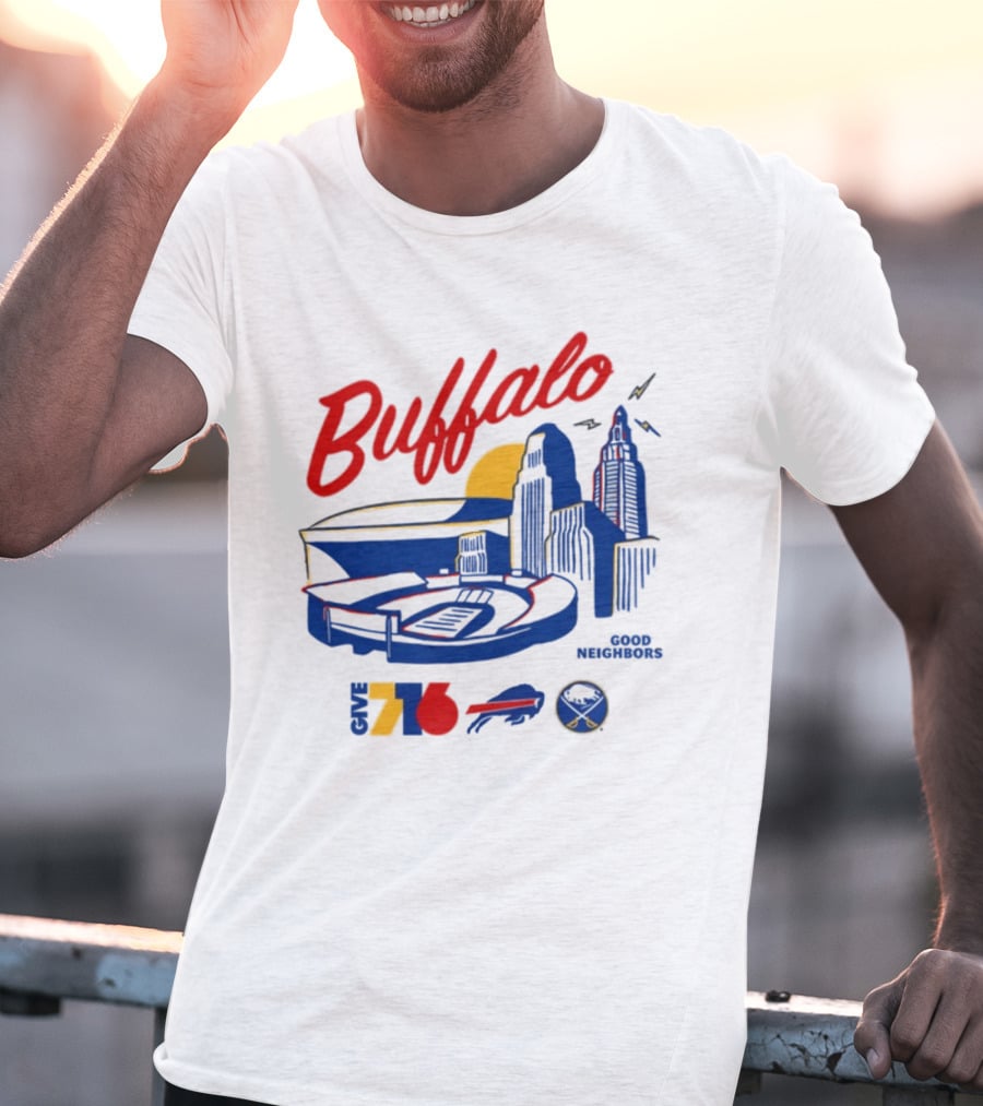 Buffalo Good Neighbors Skyline Give 716 Sabres Bills Elements T-Shirt