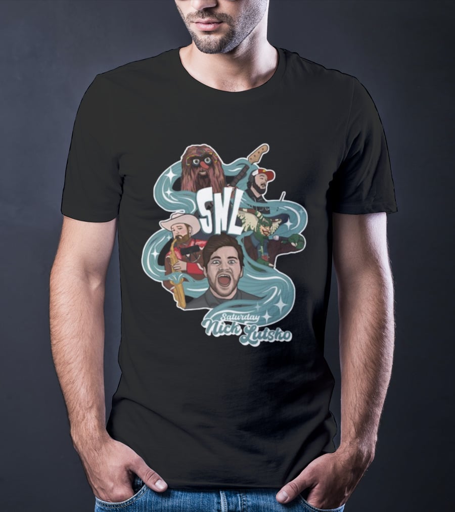Nick Lutsko SNL Saturday Characters With Guitar And Microphone T-Shirt