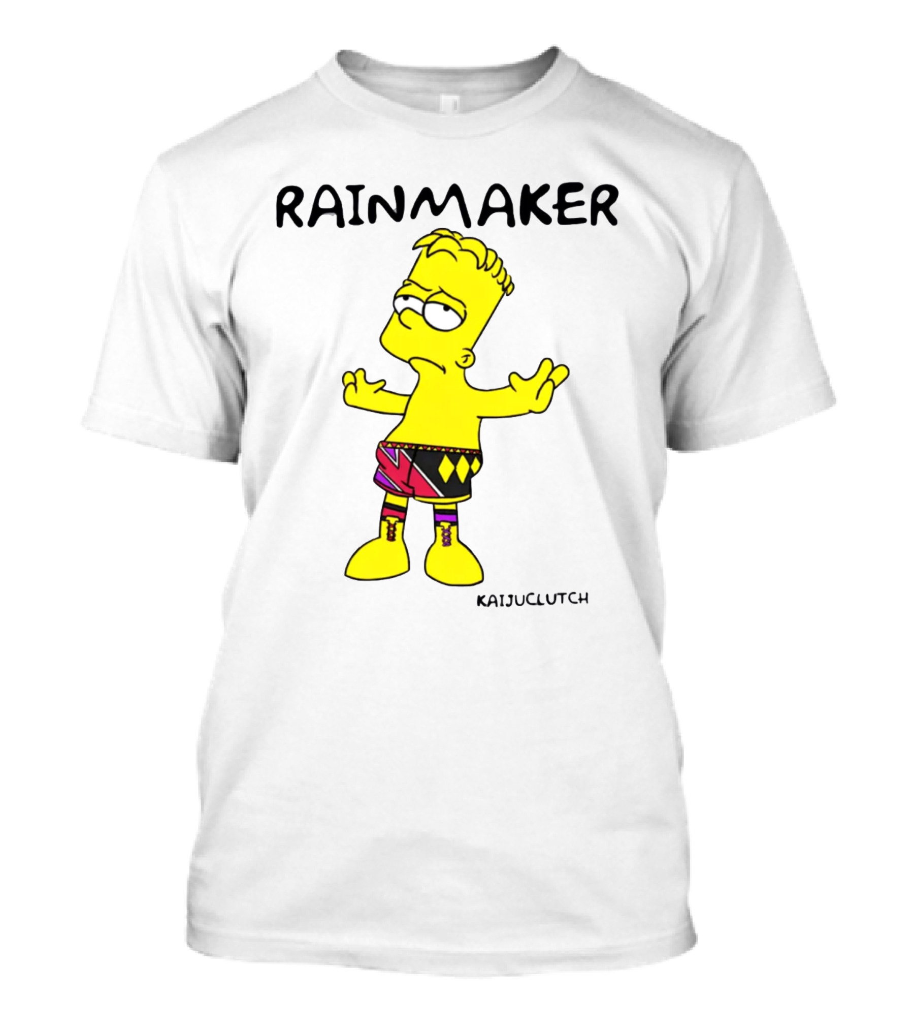 Rainmaker Wrestler Cartoon Character In Colorful Shorts T-Shirt