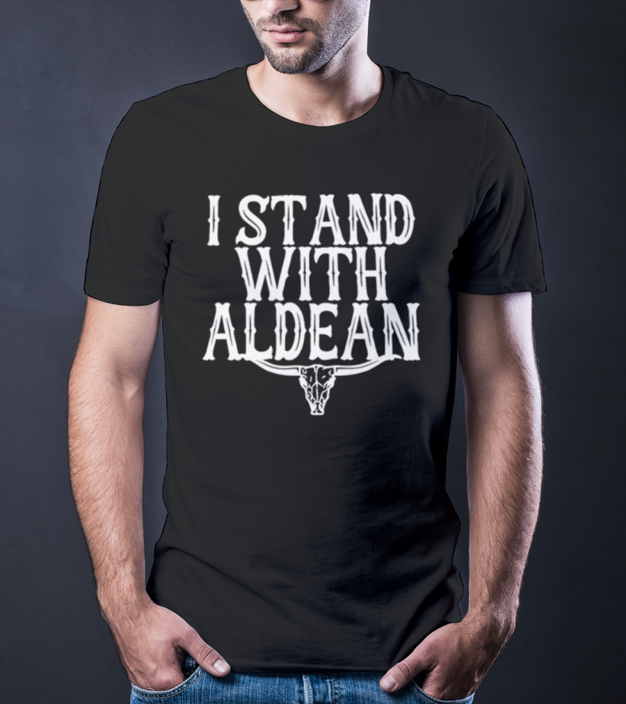 I Stand With Aldean Irishpeachbackup Longhorn Skull T-Shirt