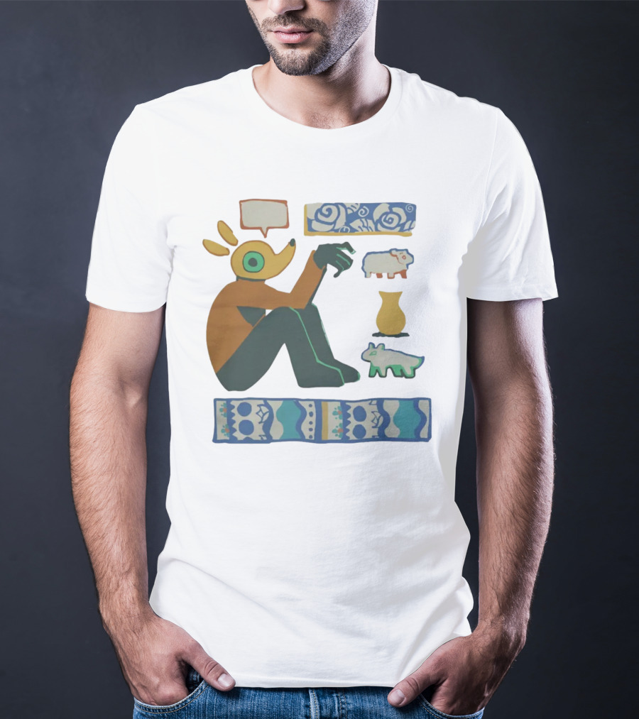Trickleyt Homunculus Deer Character With Floral And Sheep T-Shirt