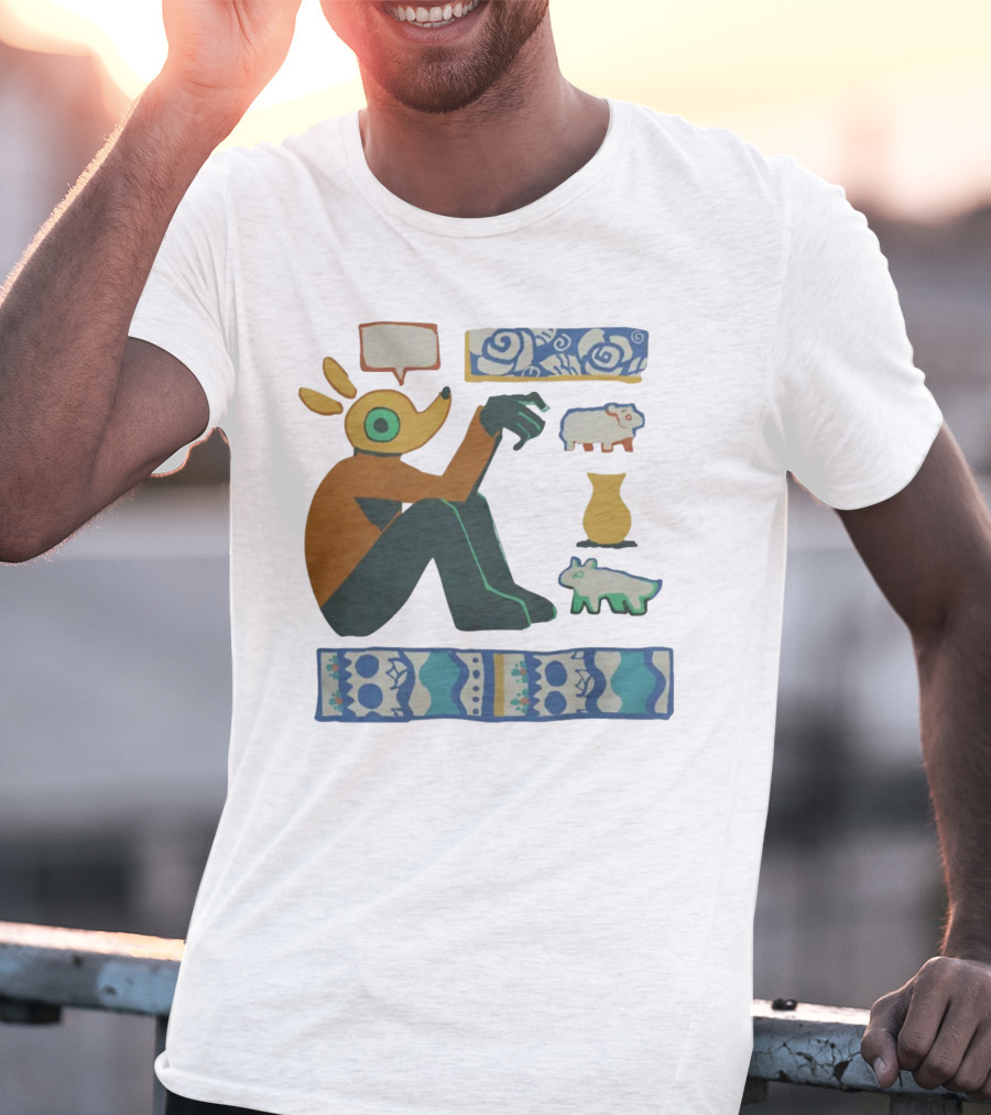 Trickleyt Homunculus Deer Character With Floral And Sheep T-Shirt