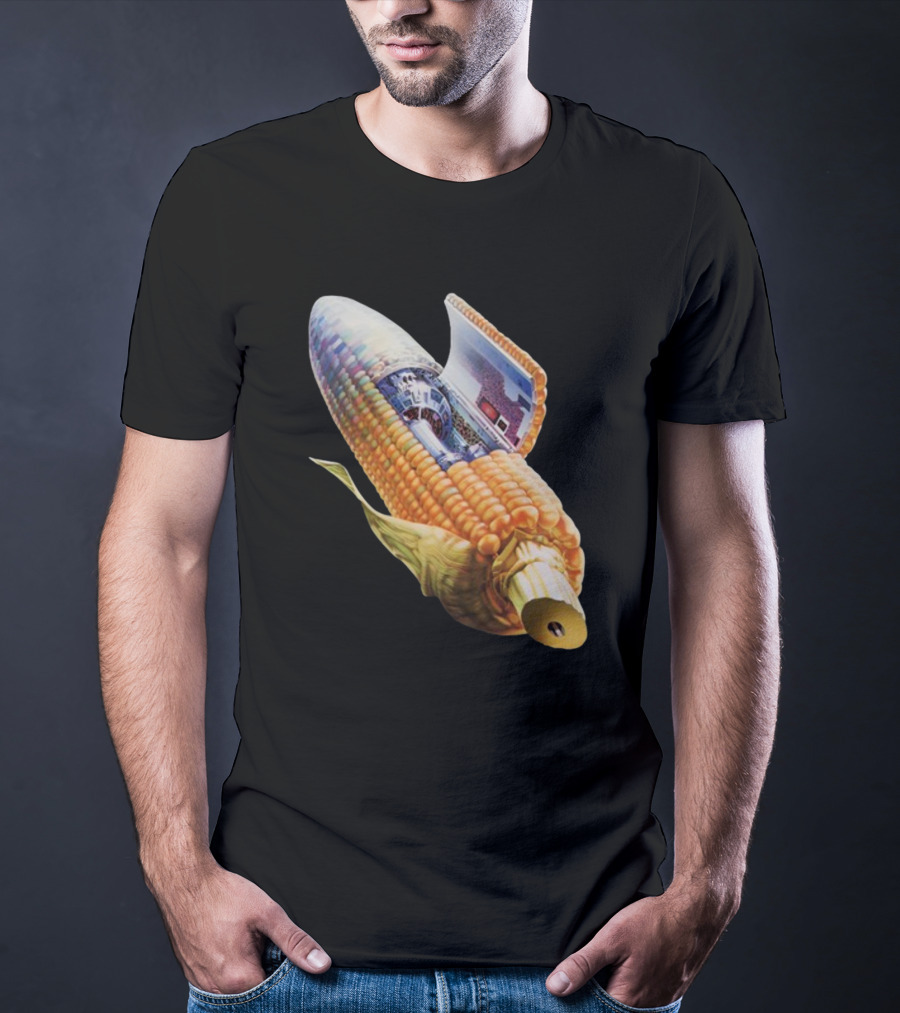 70s Sci-Fi Corn Grass Spacecraft Hybrid T-Shirt