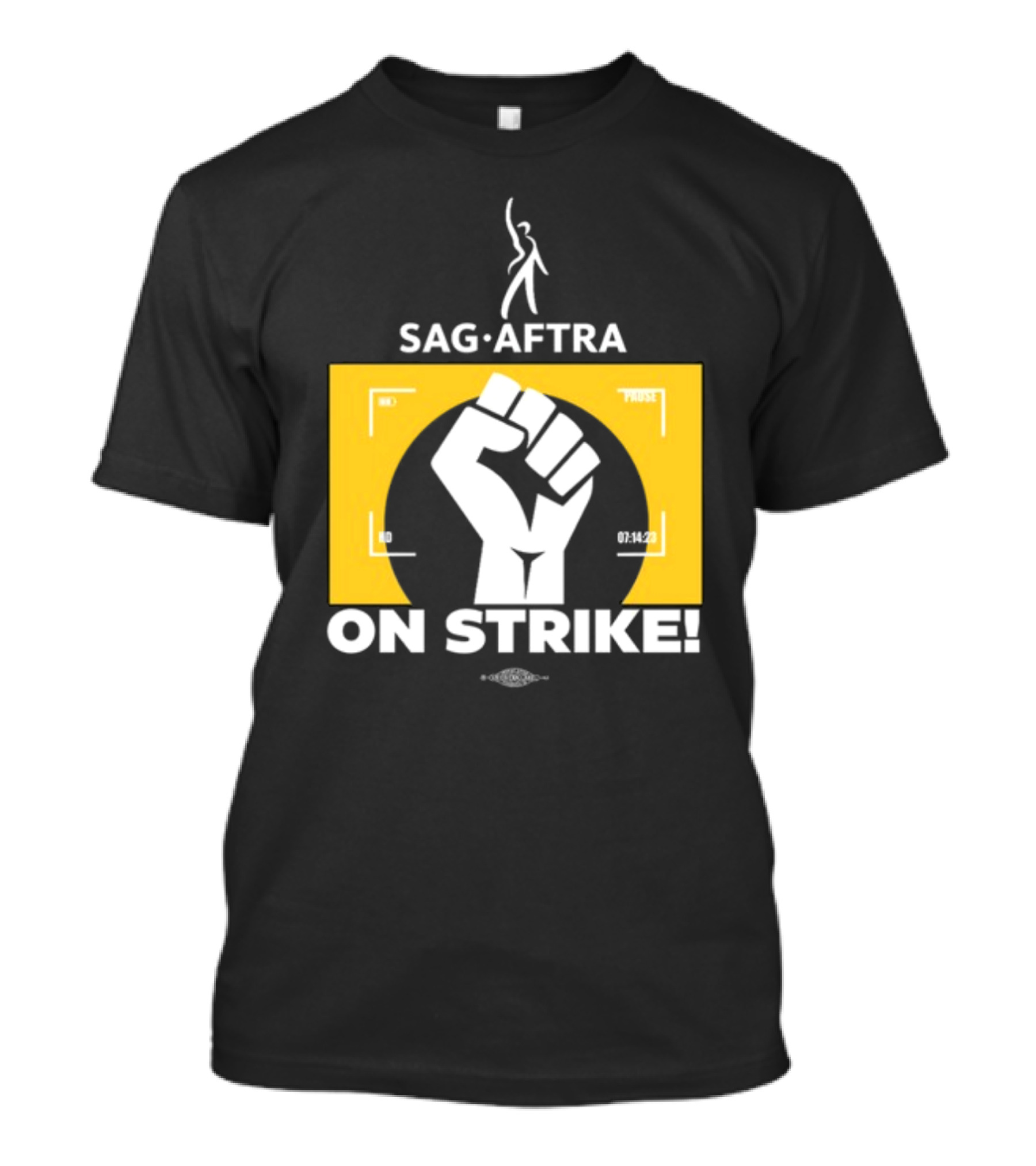 SAG-AFTRA On Strike Logo With Fist Symbol And Yellow Background T-Shirt