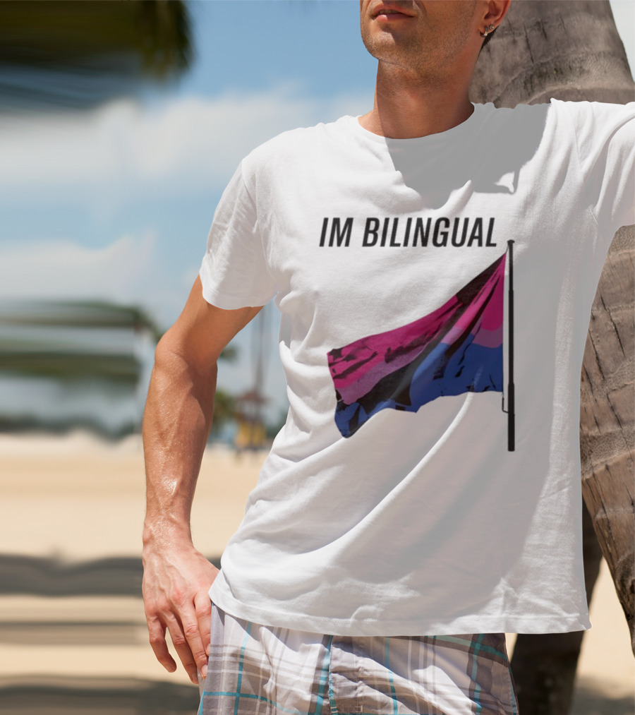 IM Bilingual Flag With Pink Purple And Blue Stripes T-Shirt