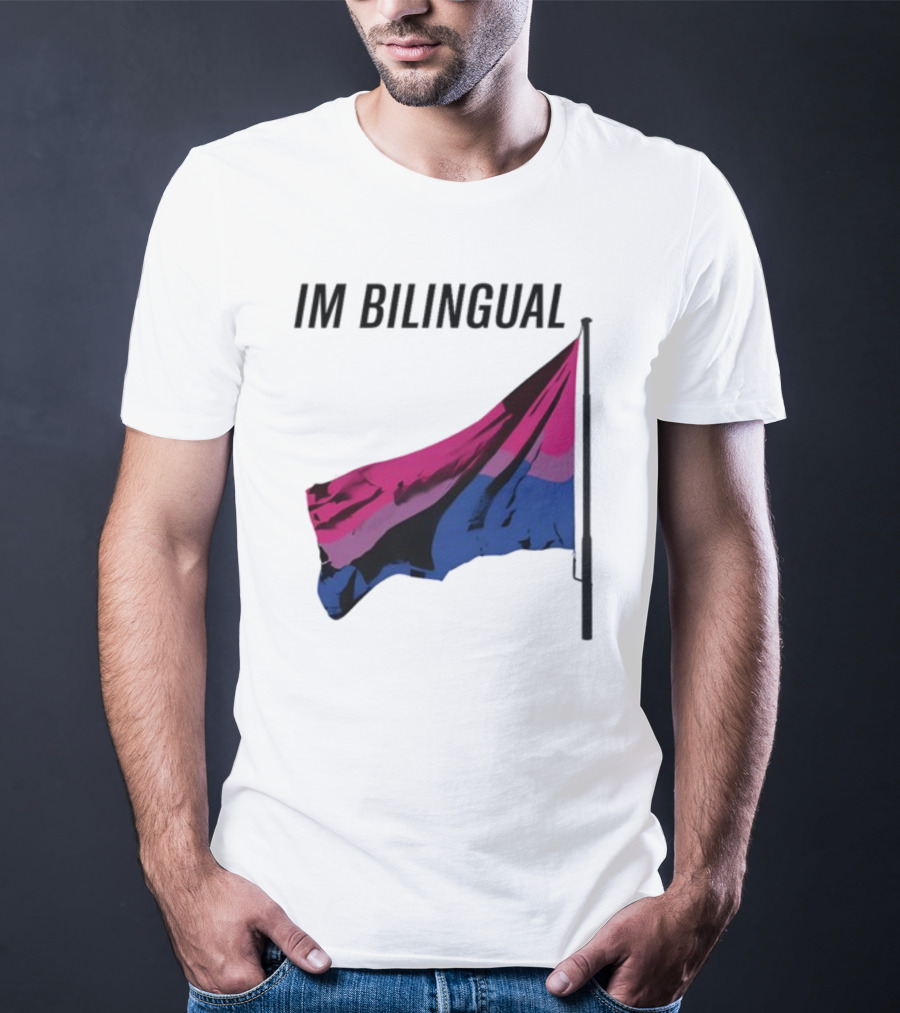 IM Bilingual Flag With Pink Purple And Blue Stripes T-Shirt