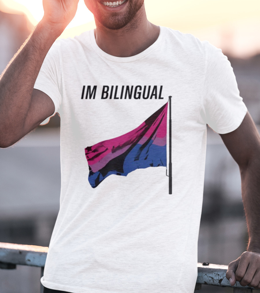 IM Bilingual Flag With Pink Purple And Blue Stripes T-Shirt