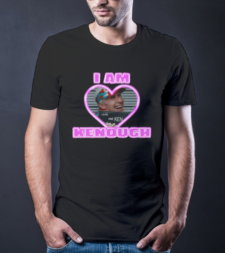 Sadstreet Ryan Gosling I Am Kenough LAPD Ken Mugshot Heart T-Shirt