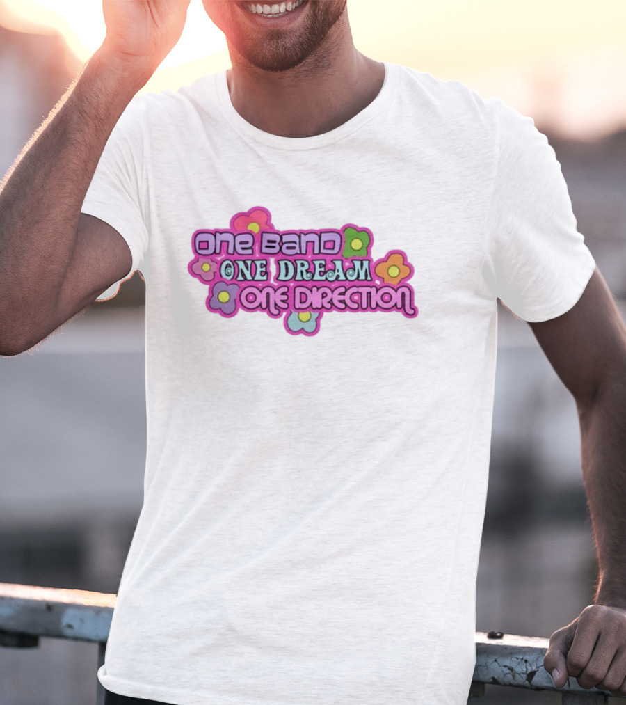 One Band One Dream One Direction Mustardyardpress Flowers T-Shirt