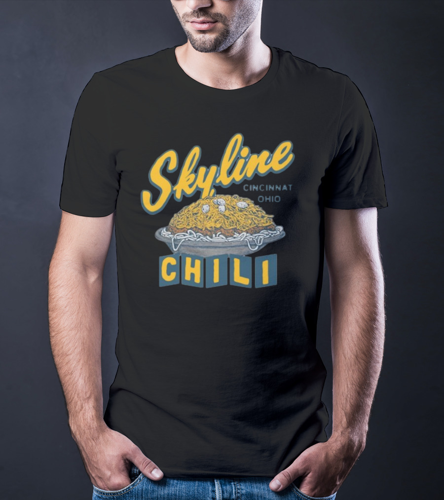 Skyline Chili Cincinnati Ohio Pop Culture Food Icon With Classic Spaghetti And Cheese Plate T-Shirt