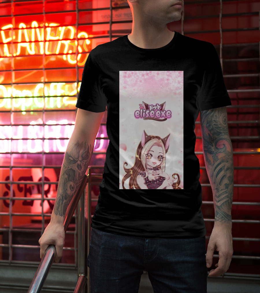 Elisedotexe Elise Exe Manga Character Aesthetic With Cat Ears And Sakura Blossoms T-Shirt
