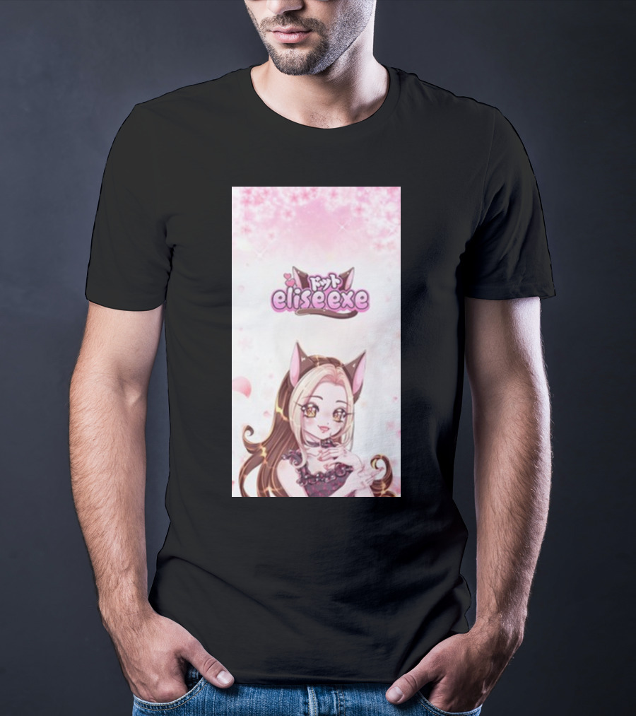 Elisedotexe Elise Exe Manga Character Aesthetic With Cat Ears And Sakura Blossoms T-Shirt