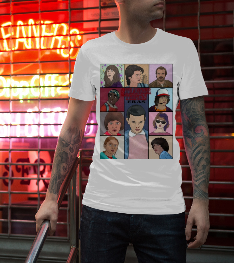 Stranger Things Eras Character Collage T-Shirt