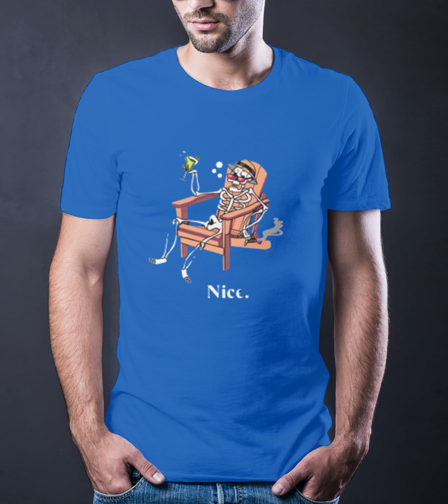 Ted Nivison Nice Skeleton In Beach Chair With Drink T-Shirt