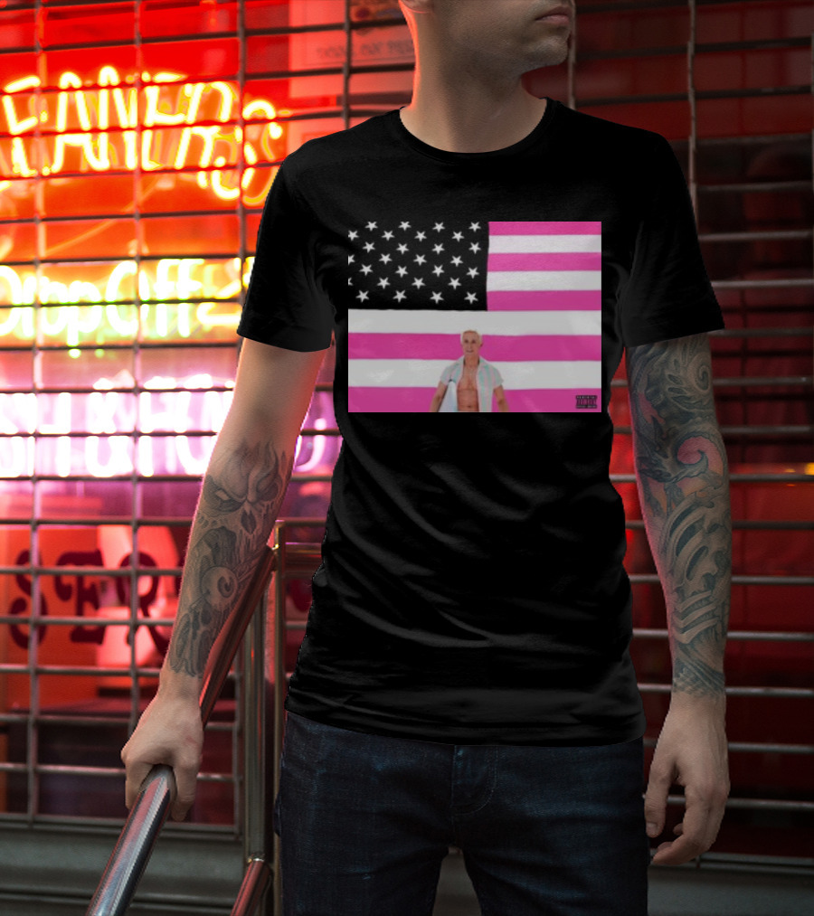 Ryan Gosling Pink Ish Tape American Flag Stars Explicit Content T-Shirt