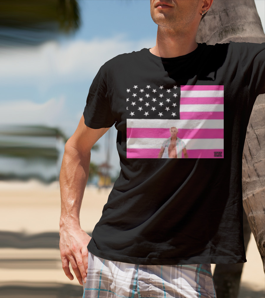 Ryan Gosling Pink Ish Tape American Flag Stars Explicit Content T-Shirt
