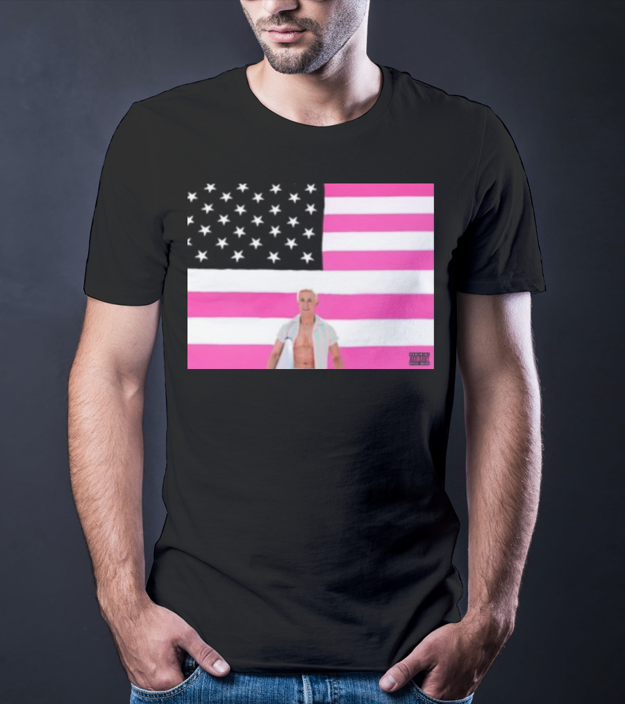 Ryan Gosling Pink Ish Tape American Flag Stars Explicit Content T-Shirt