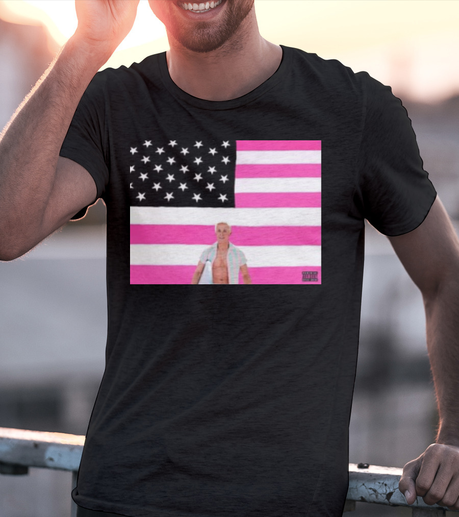 Ryan Gosling Pink Ish Tape American Flag Stars Explicit Content T-Shirt