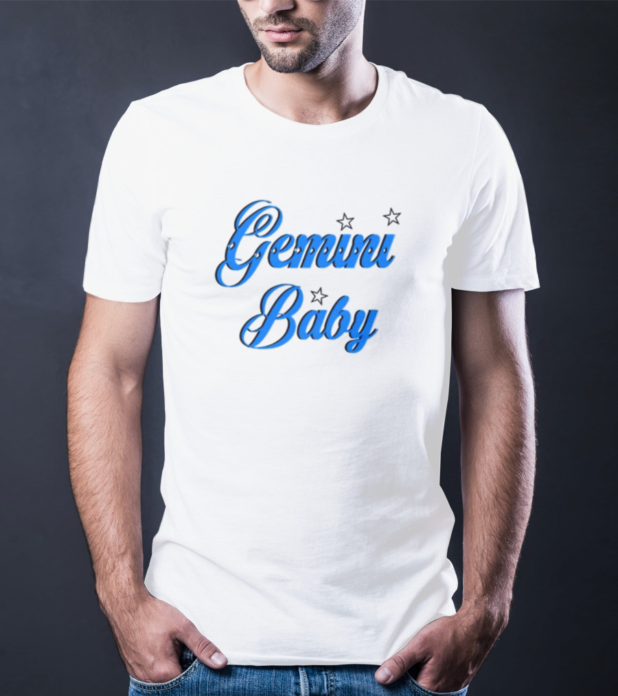 Beabadoobee Gemini Baby Blue Script With Stars T-Shirt