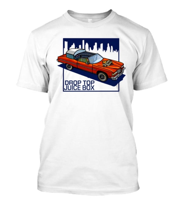 Droptop Juicebox Convertible With City Skyline In Background T-Shirt