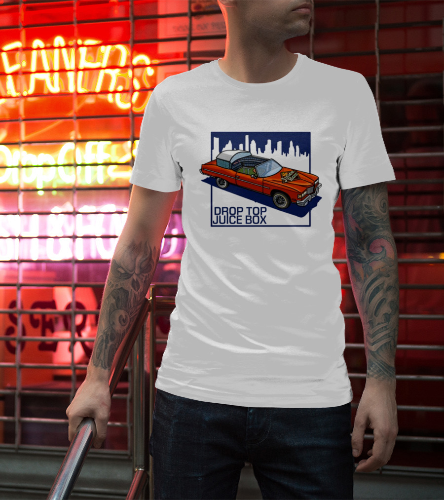 Droptop Juicebox Convertible With City Skyline In Background T-Shirt