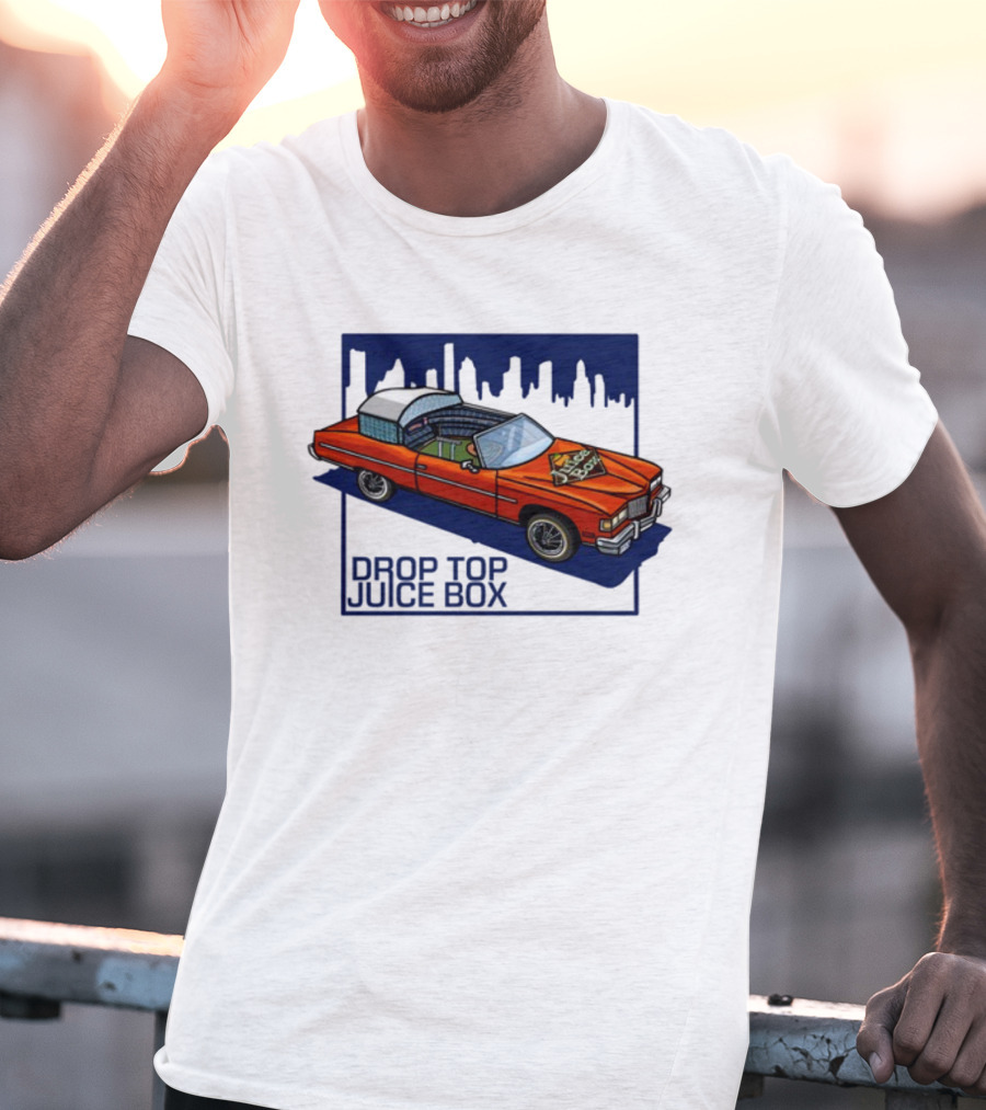 Droptop Juicebox Convertible With City Skyline In Background T-Shirt