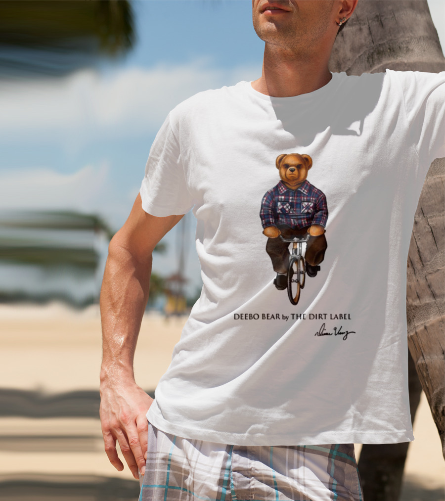 Deebo Bear Biking Plaid Style By The Dirt Label T-Shirt