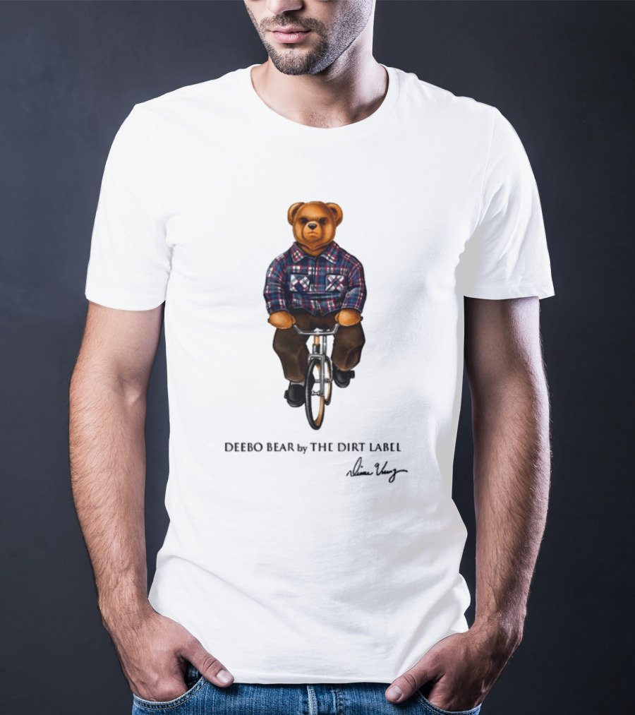 Deebo Bear Biking Plaid Style By The Dirt Label T-Shirt