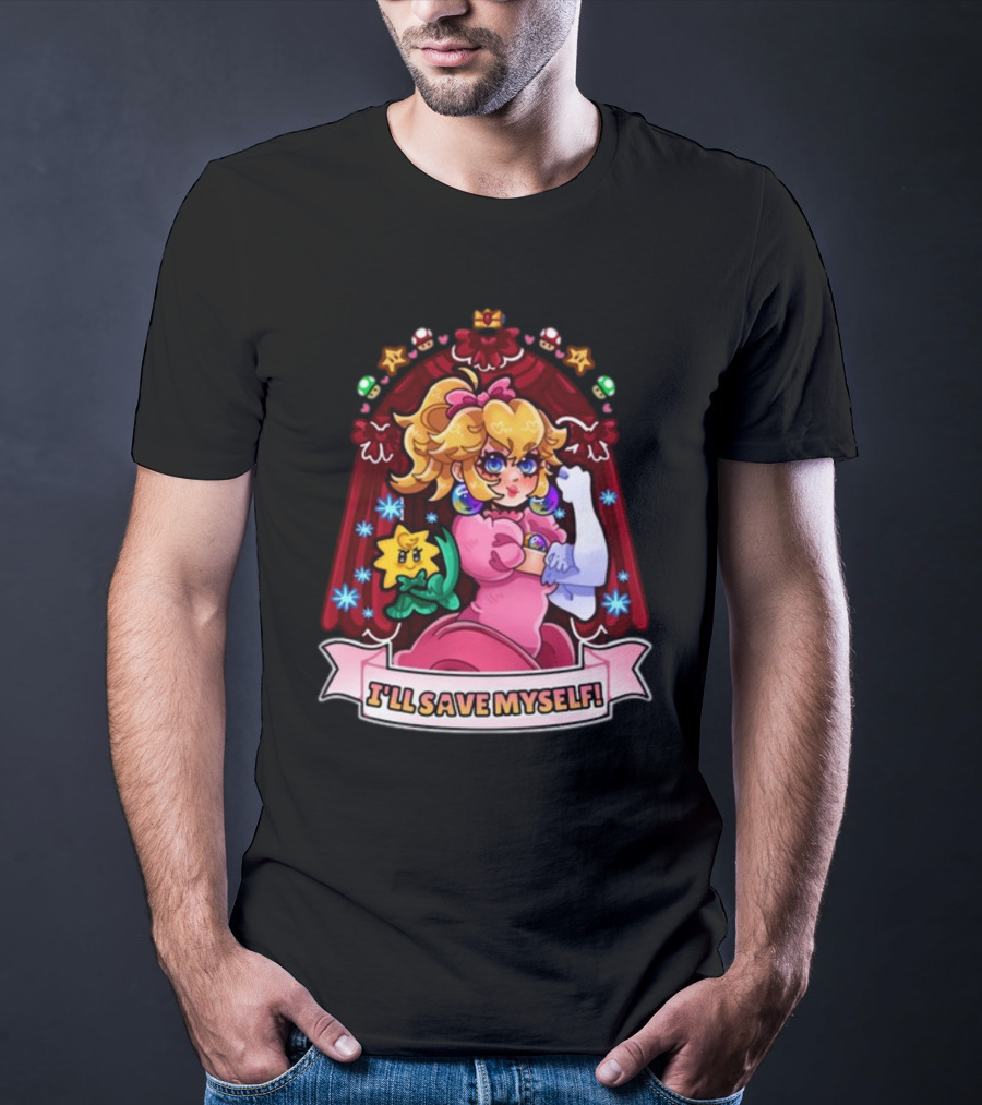 Jamealipuff I'll Save Myself Princess Parody With Flowers And Stars T-Shirt
