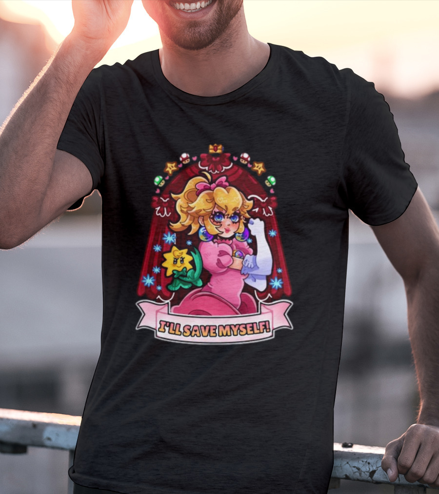 Jamealipuff I'll Save Myself Princess Parody With Flowers And Stars T-Shirt