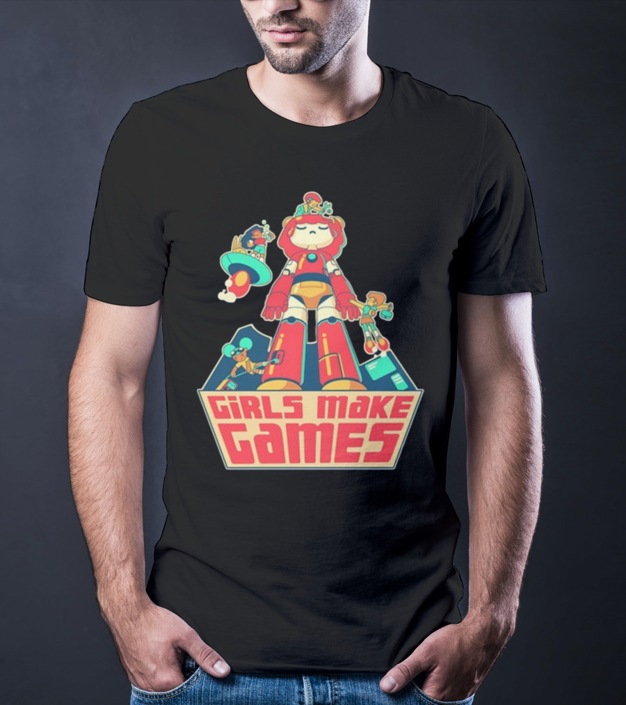 Castpixel Girls Make Games Robot Adventure Scene T-Shirt