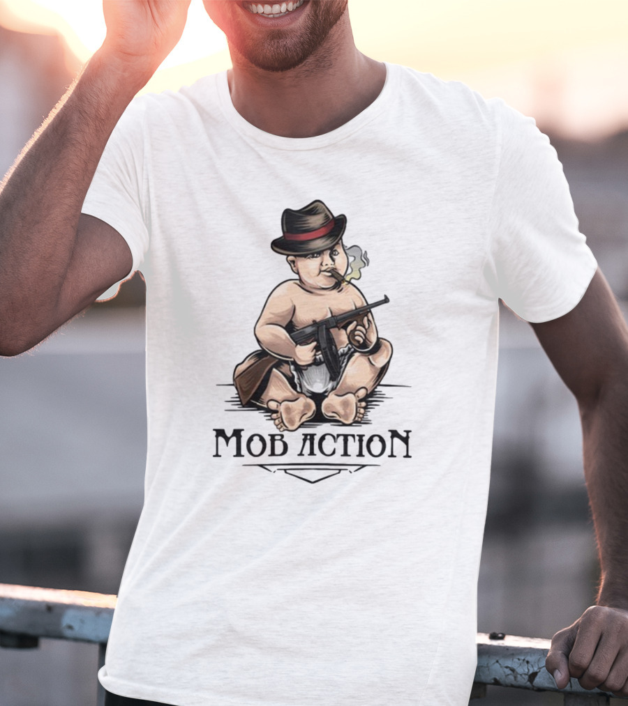 Jackass Baby Capone Mob Action Cigarette Fedora Gun T-Shirt