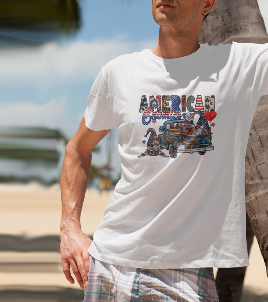 American Gnomies Truck With Patriotic Gnome Patterns And Stars T-Shirt